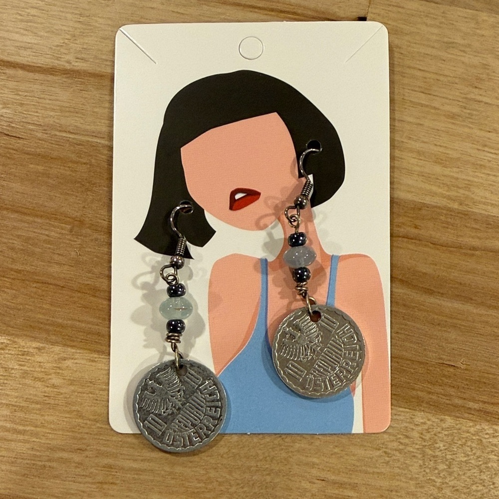 Silver Coin Dangle Earrings